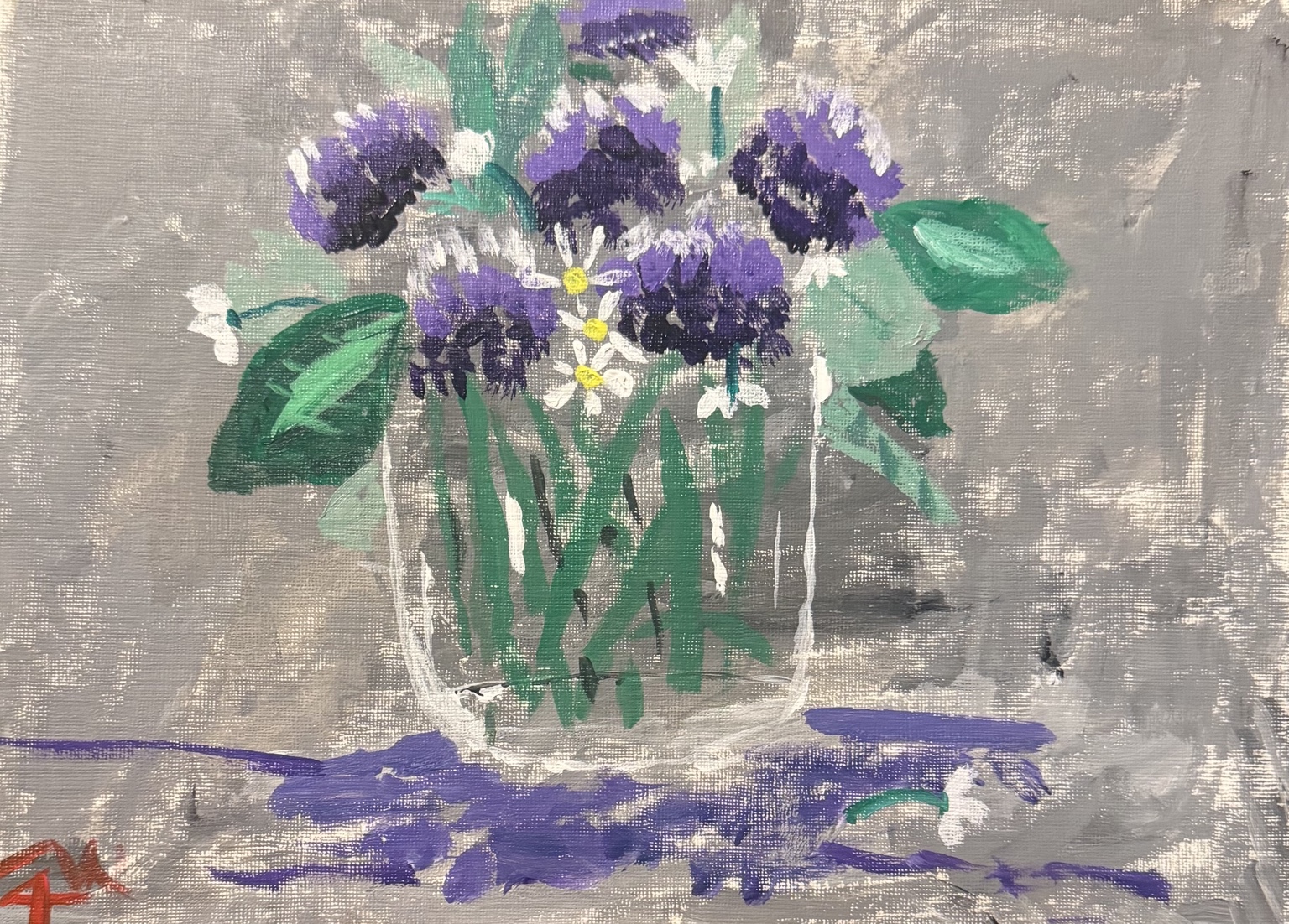 Jar of Purple Flowers by Jordan